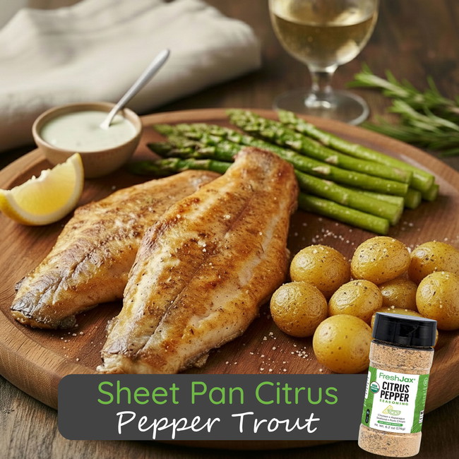 Image of Sheet Pan Citrus Pepper Trout