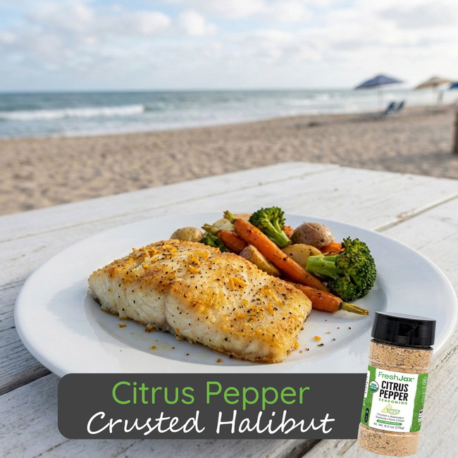 Image of Citrus Pepper Crusted Halibut