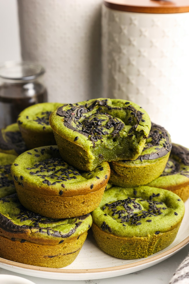 Image of Black Sesame Matcha Mochi Muffins