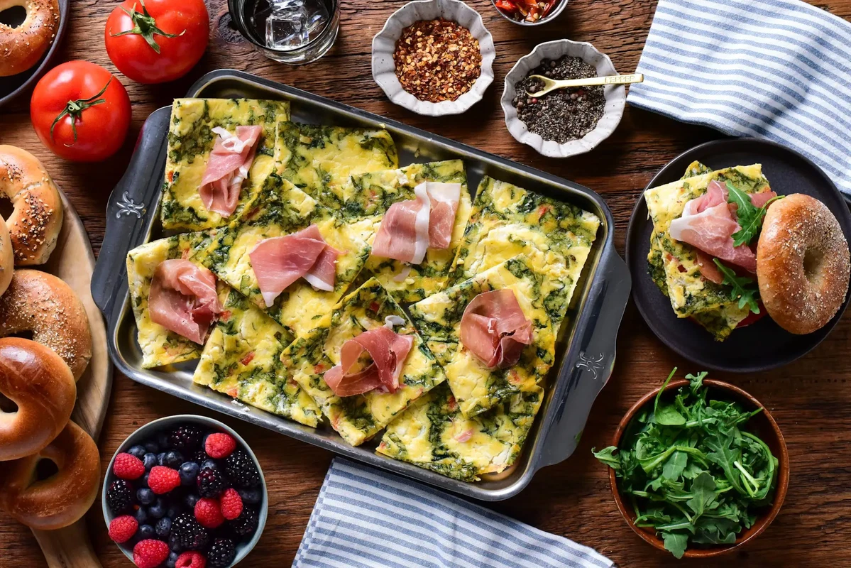 Sheet Pan Eggs with Olive Oil and Ricotta Cream