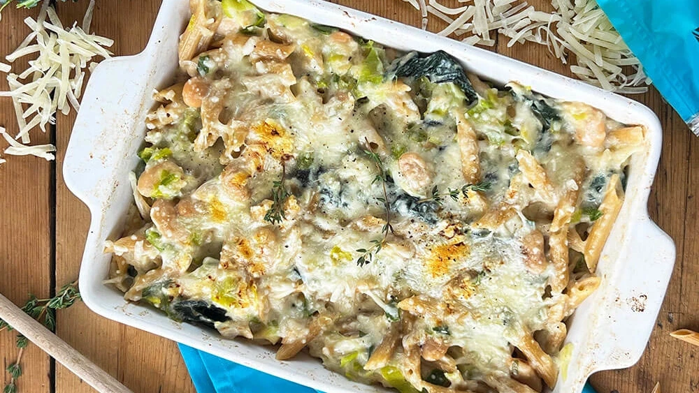 Green Cheesy Bean Pasta Bake