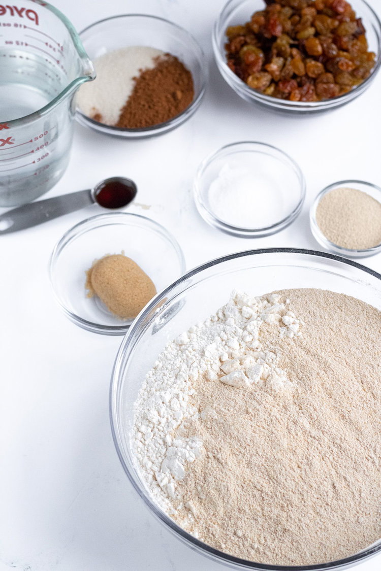 Image of Combine warm water and yeast together in a mixing bowl....