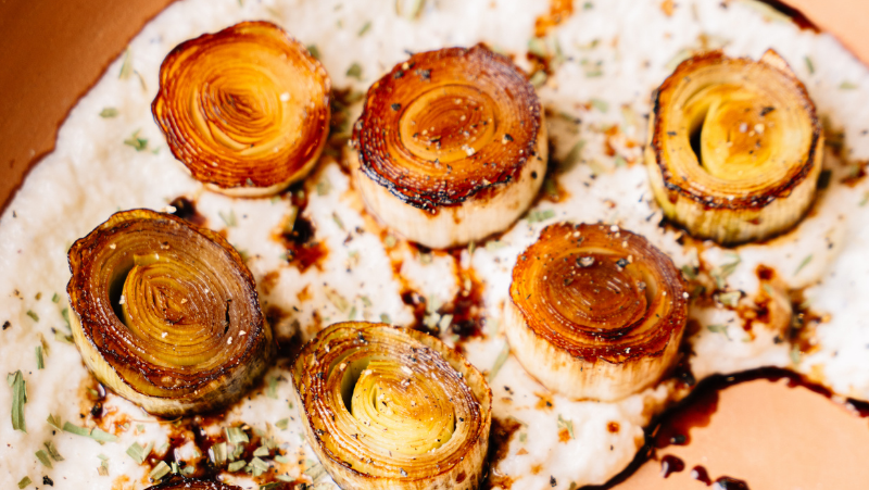 Image of Balsamic Glazed Leeks & Creamy Cauliflower