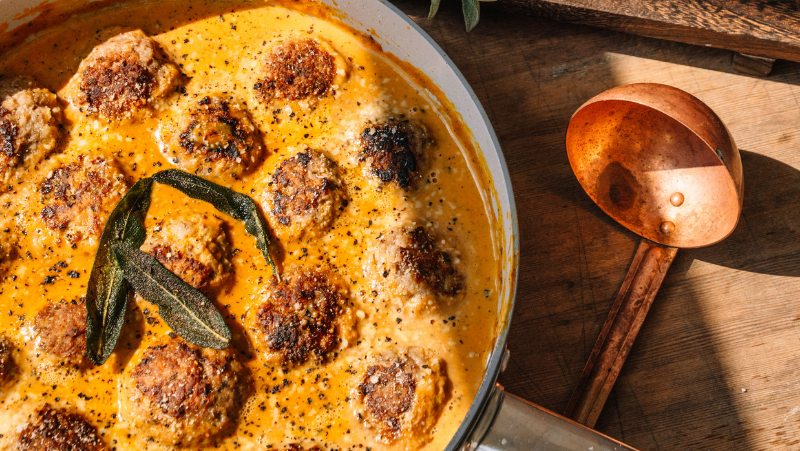 Image of Turkey Meatballs with Pumpkin Sage Sauce