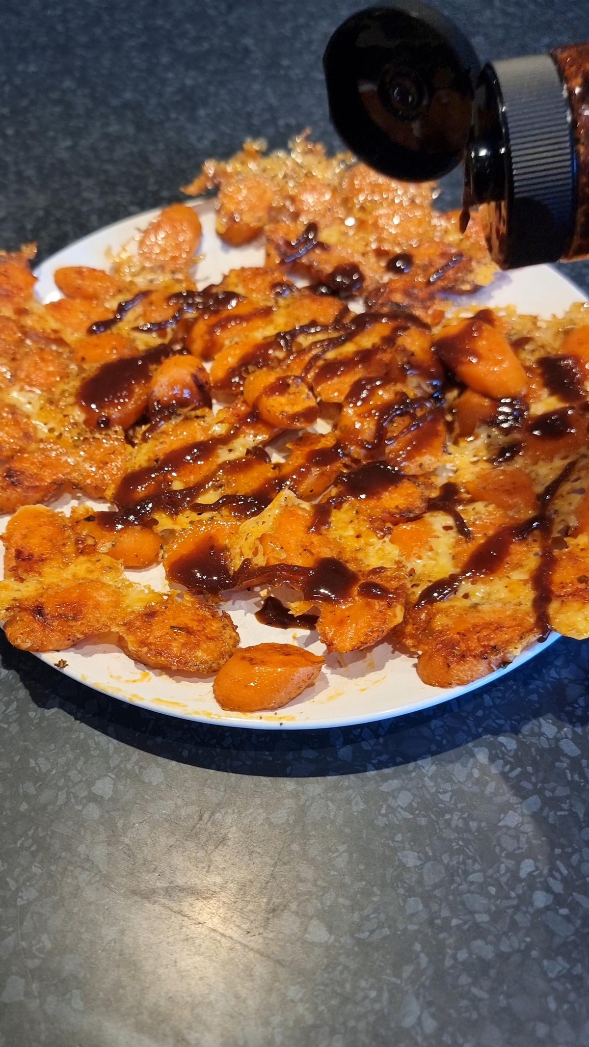 Parmesan Crusted Carrots with Hot Black Honey