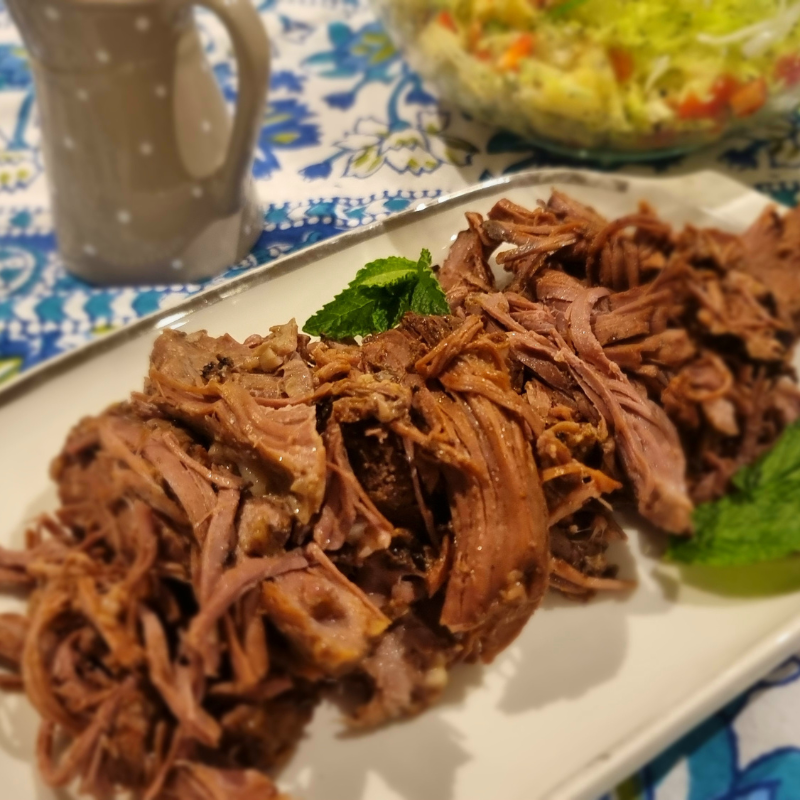 Slow-cooked Lamb with Black Garlic BBQ Sauce