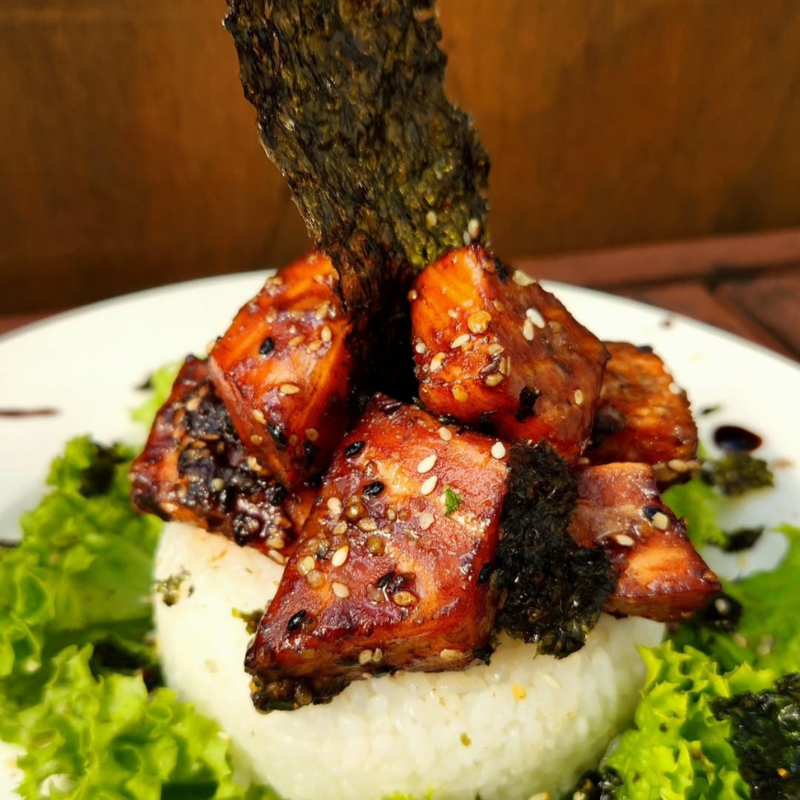 Black Garlic Salmon Poke Bites