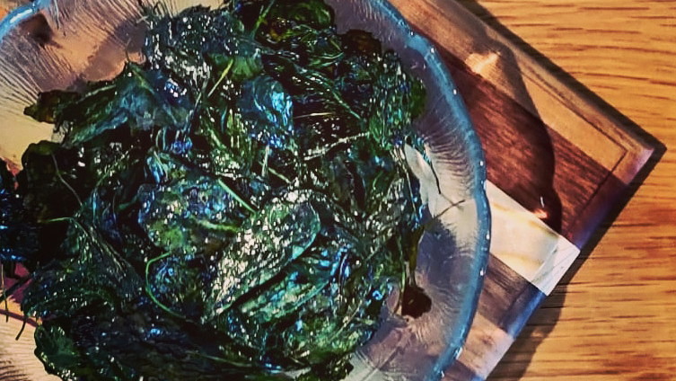 Crispy Black Garlic Kale Chips
