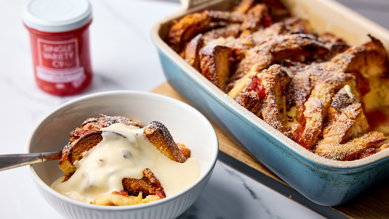 Image of Rhubarb & White Chocolate Bread & Butter Pudding 