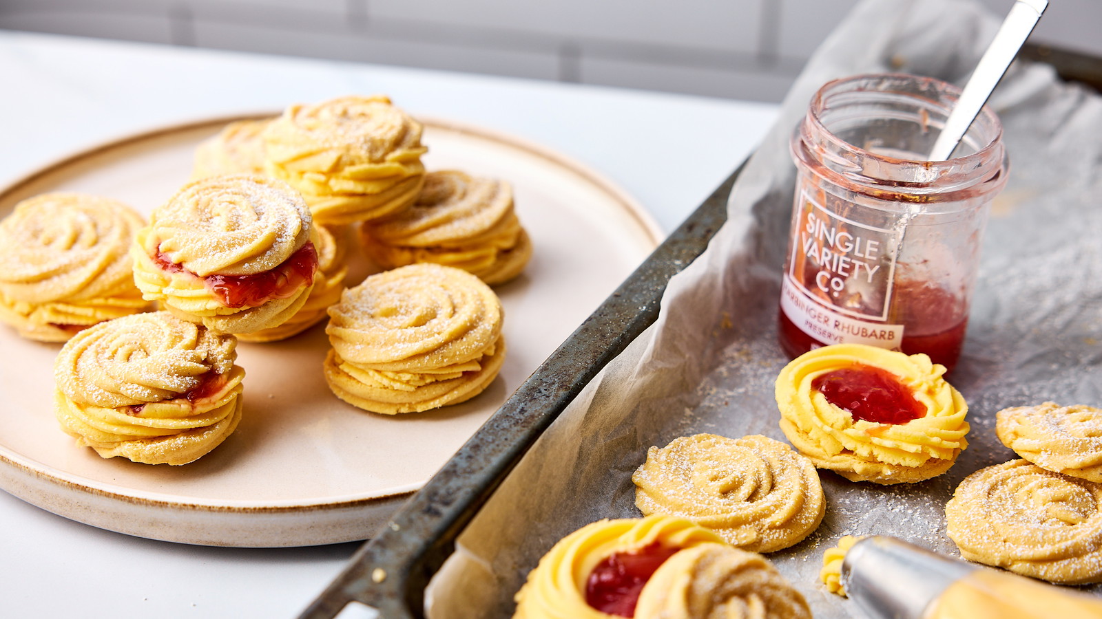 Image of Rhubarb & Custard Viennese Swirls 