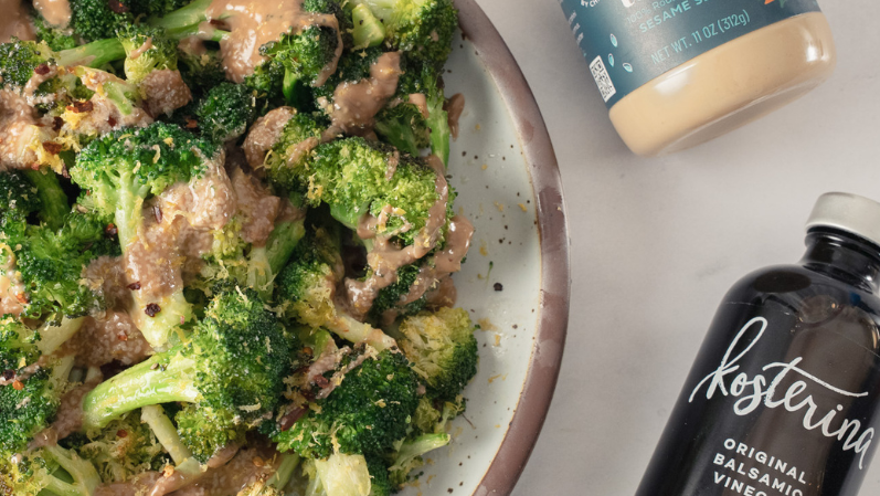 Image of Roasted Broccoli with Balsamic Tahini Dressing