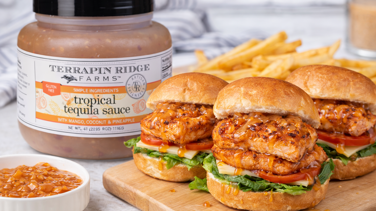 Image of Salmon Sliders with Tropical Tequila Sauce