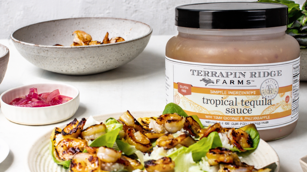 Image of Shrimp Lettuce Wraps with Tropical Tequilla Sauce