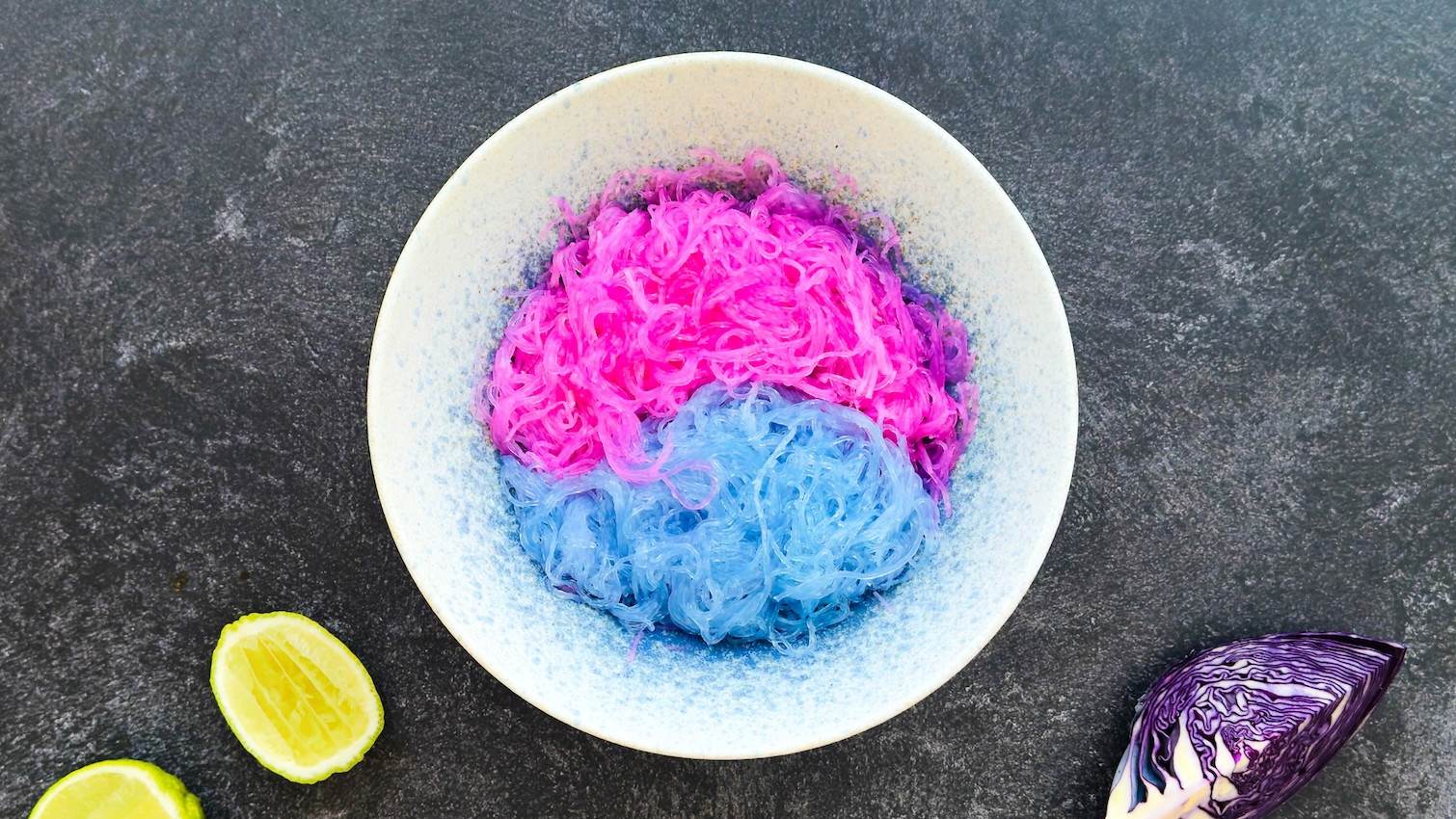 Naturally Pink Thai Glass Noodles with Purple Cabbage & Lime
