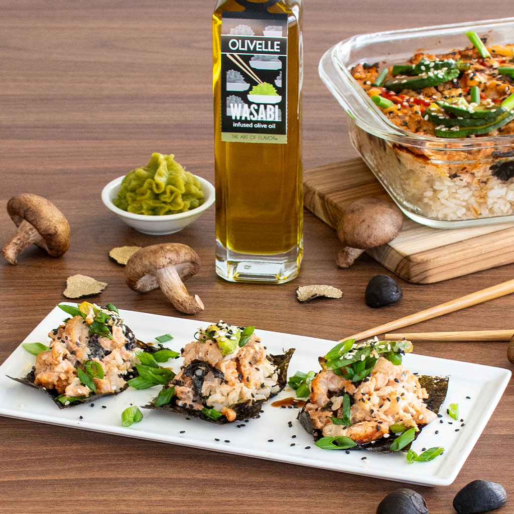 Salmon & Shrimp Sushi Bake