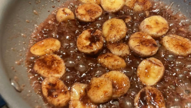 Image of Caramelized Bananas over Yogurt with Granola