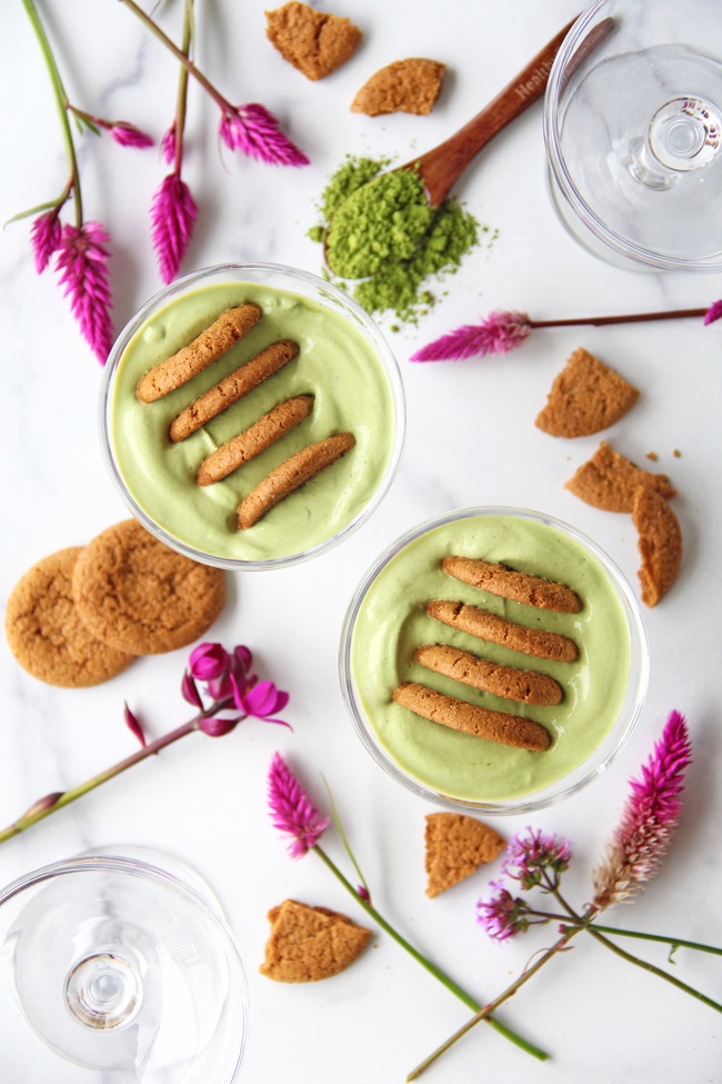 Image of Mini Matcha Gingersnap Yogurt Cheesecakes