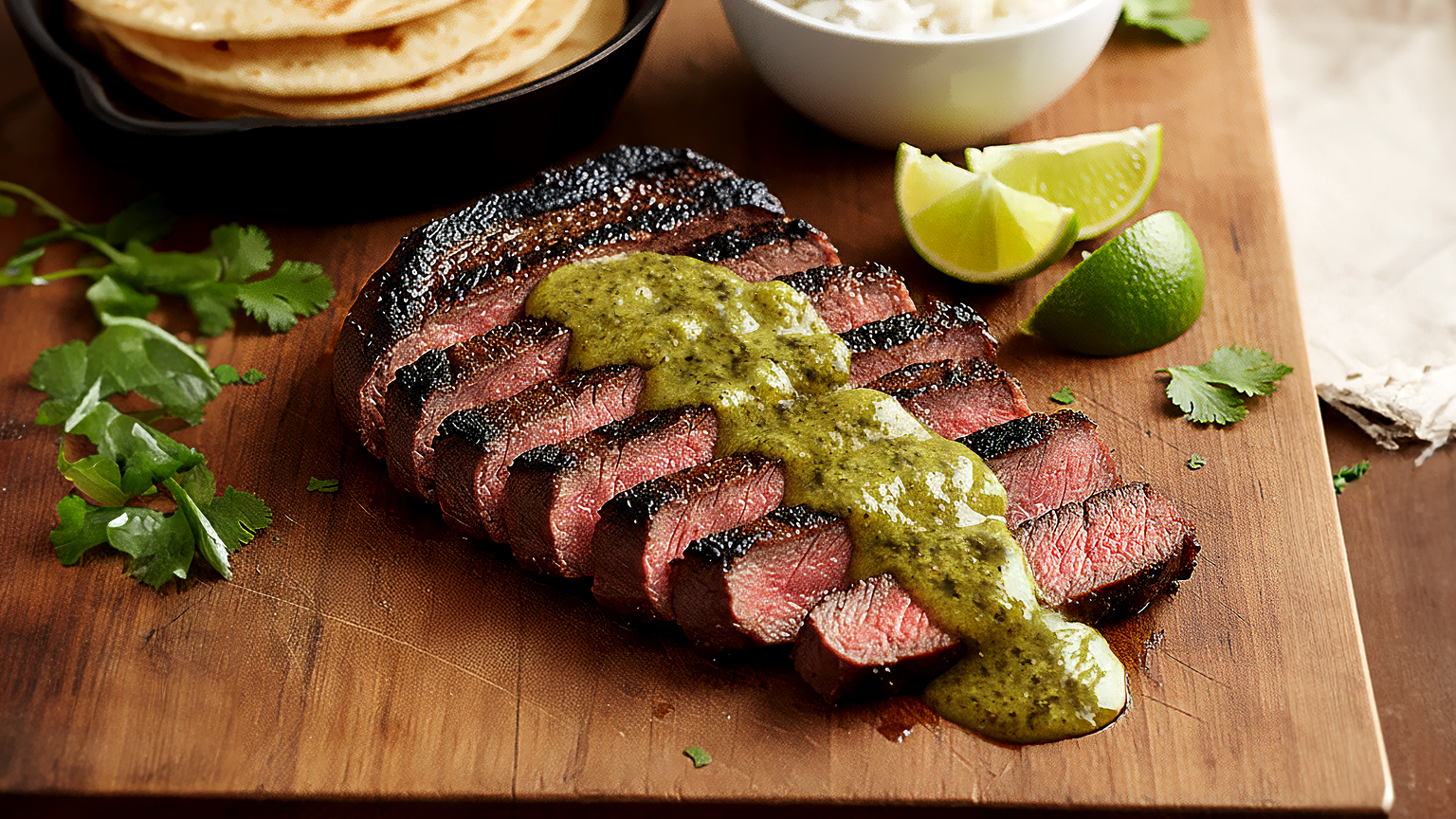 Skirt Steak al Carbón with Green Chimichurri