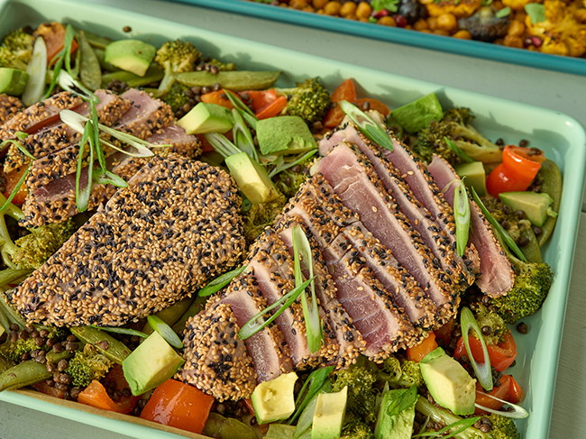 Image of Sesame Vegetables & Lentils with Seared Ahi Recipe