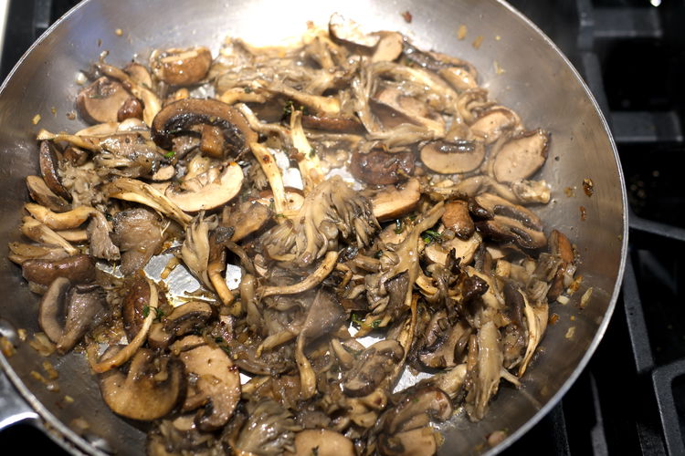 Image of Add drained mushrooms to the cooked herbs/alliums pan and cook...