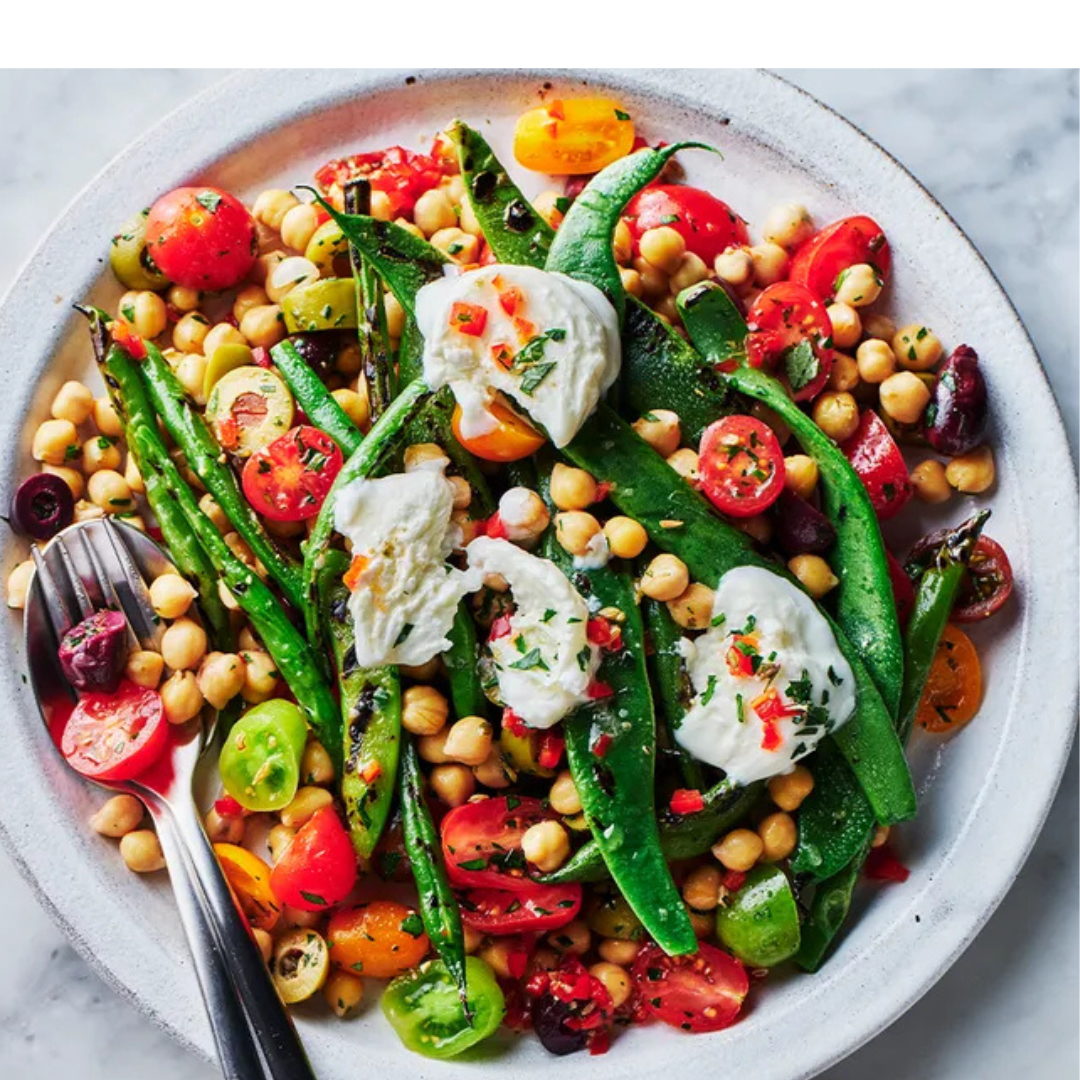 Bean, Chickpea & Mozzarella Salad with Chargrilled Chicken