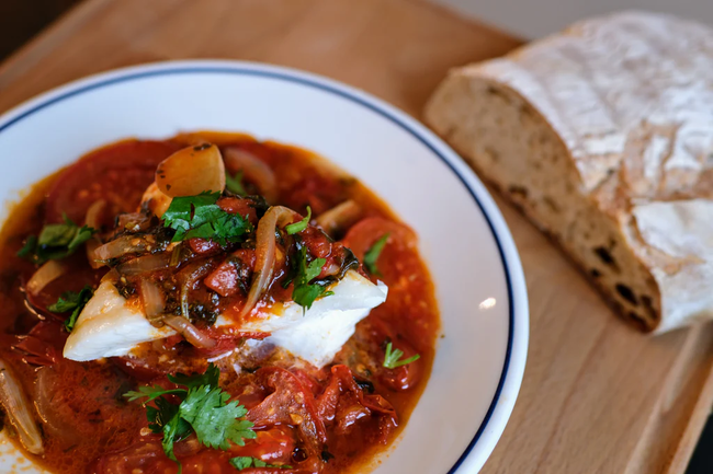 Roasted Fish With Tomatoes & Cilantro American Vinegar Works
