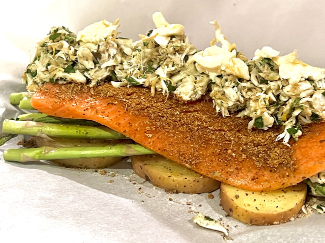 Image of Parchment Salmon with Crab Cake–Style Stuffing