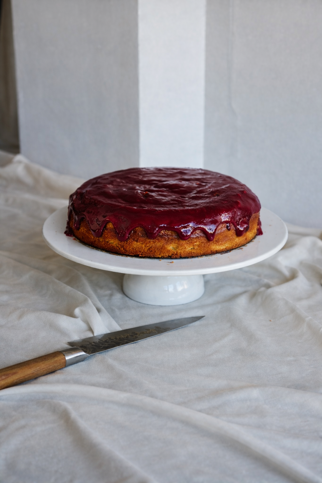 Vegan citroen–olijfoliecake met sumak