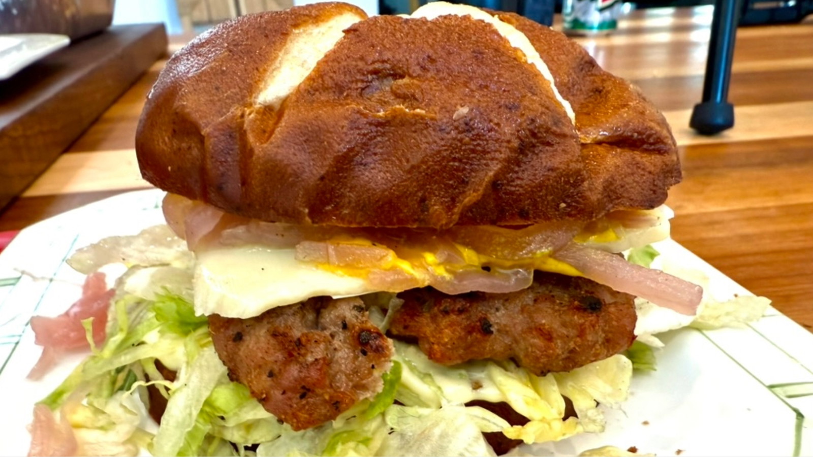 Image of Pretzel Brat Sandwich on the Pellet Grill