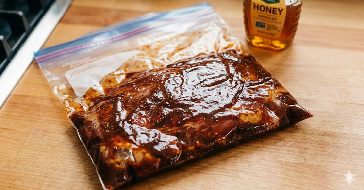 Image of Place the trimmed flank steak in a resealable plastic bag...