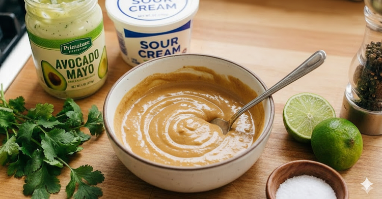 Image of While the steak is marinating, prepare the avocado mayo sauce....