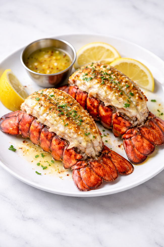 Image of Broiled Lobster Tails with Lemon Butter (Steakhouse Luxury at Home)