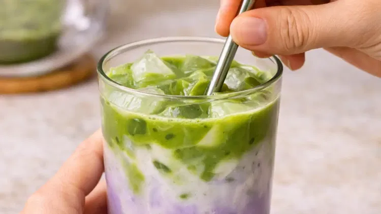 Image of Gently mix before drinking to fully combine the earthy matcha...