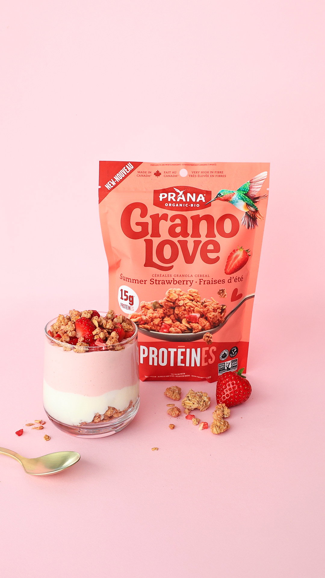 Strawberry Cottage Cheese Cream Verrines With Granolove Protein