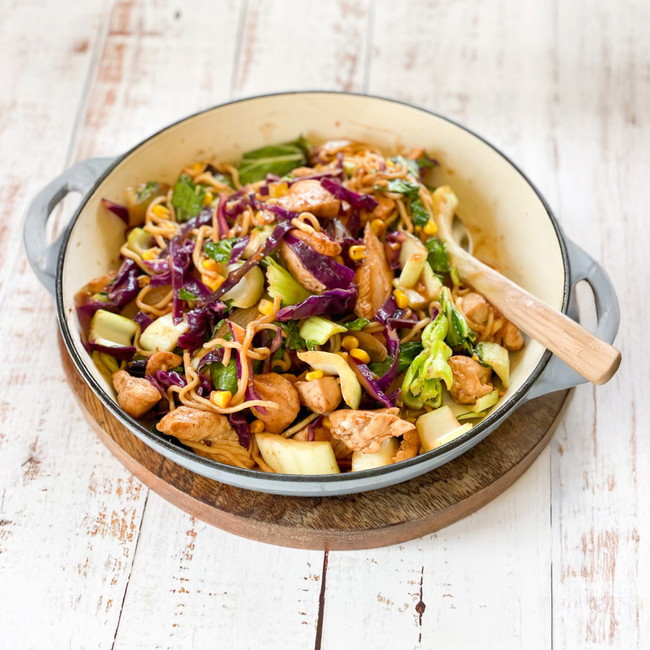 Tender miso chicken with fragrant Singapore noodles, a fast, flavour-packed dinner that tastes like you ordered in.