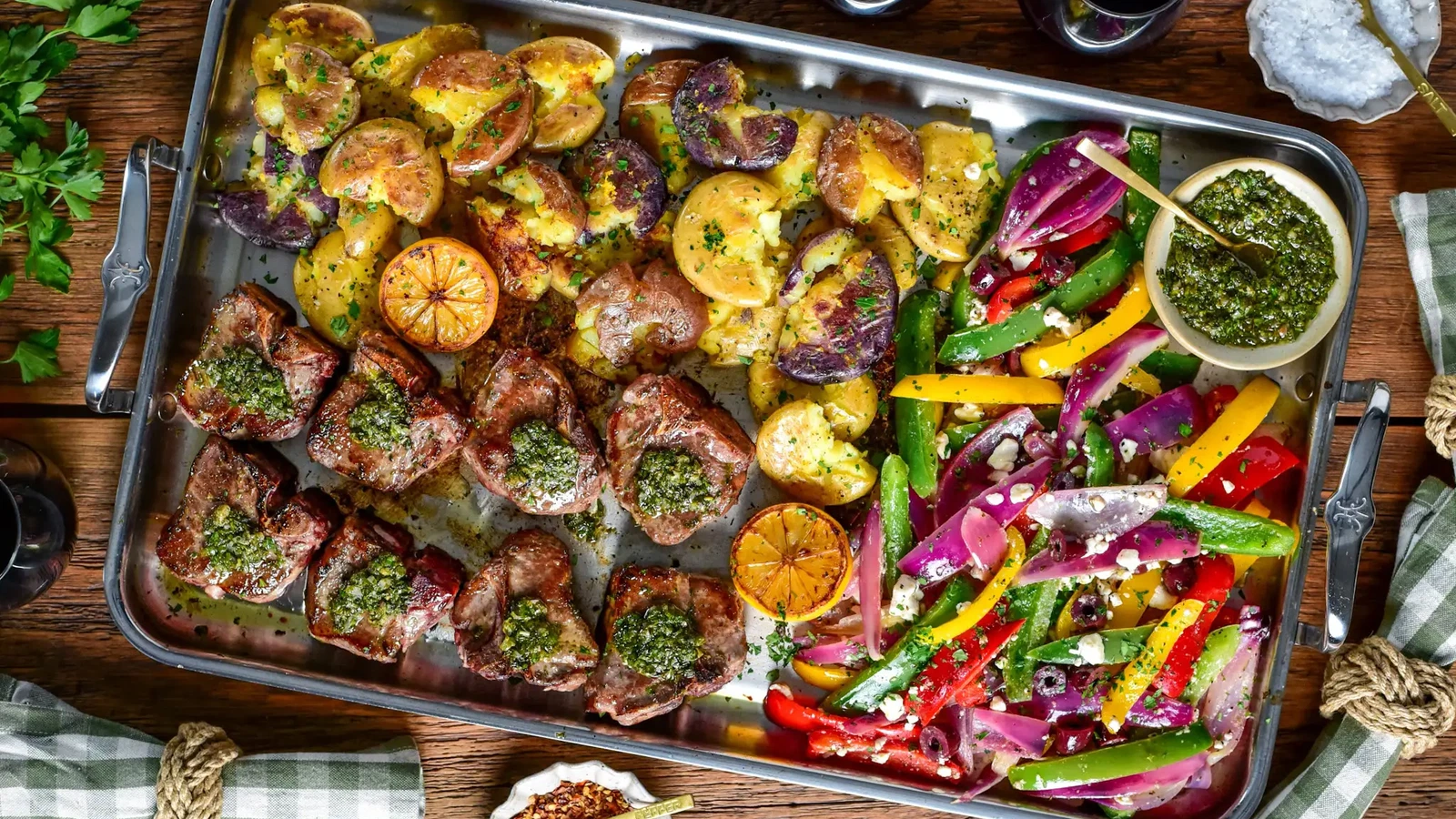 Image of Garlic & Anchovy Lamb Loin Chops With Warm Salsa Verde