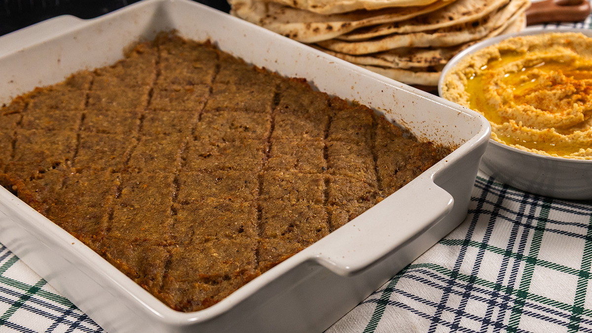 Deliciously Authentic Baked Kibbeh and Hummus