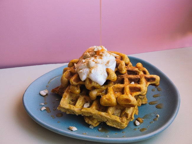 Pompoenwafels met Chai siroop