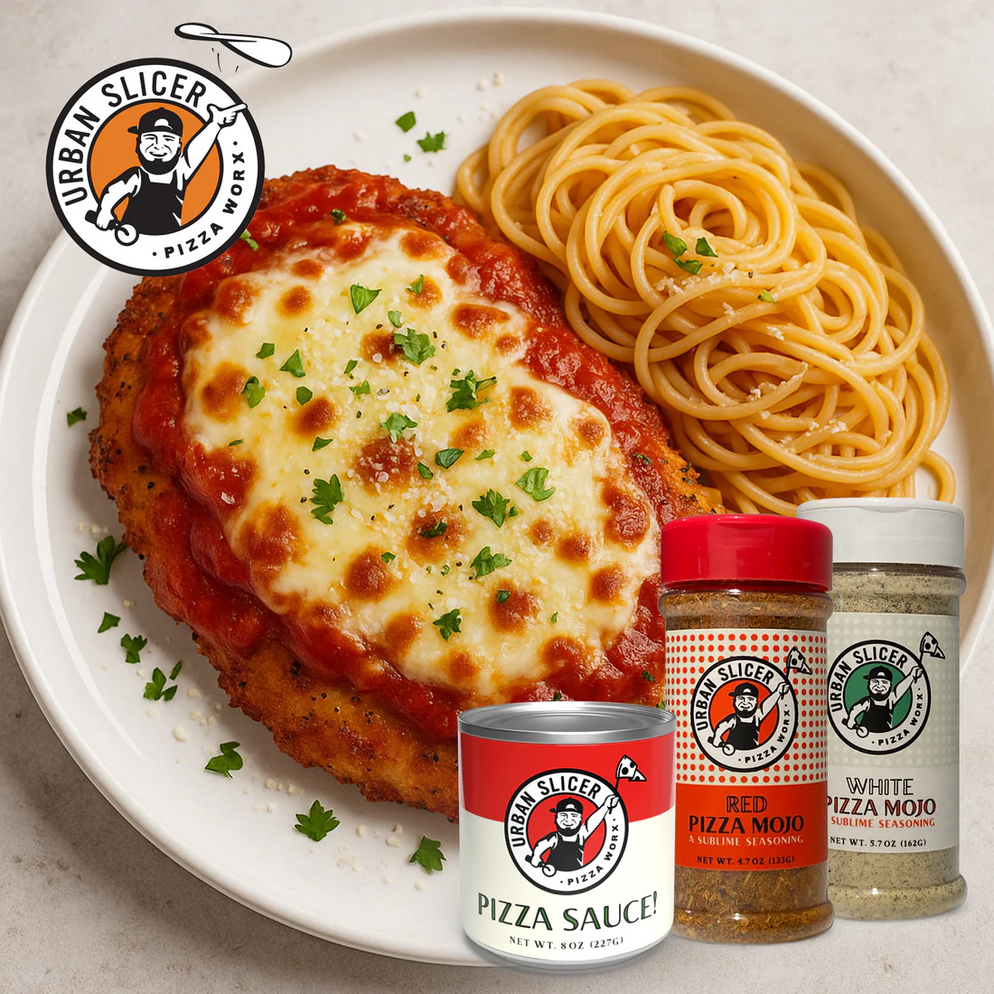 Crispy Chicken Parmesan with Urban Slicer Mojo
