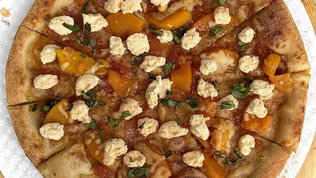 Sweet Heat Peach Dessert Pizza