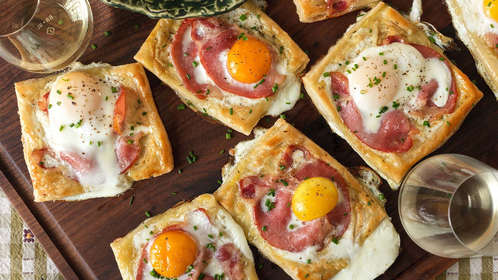 Kurobuta Canadian Bacon Croque Madame Puff Pastry with Spring Salad