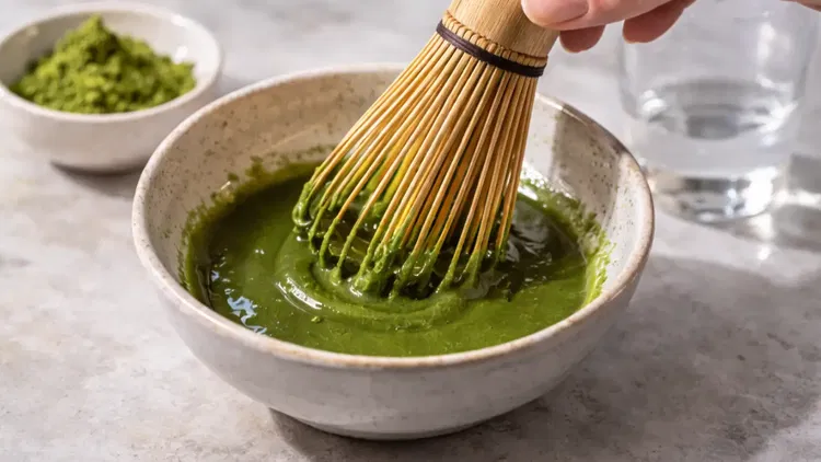 Image of Sift the matcha powder into a small bowl to remove...