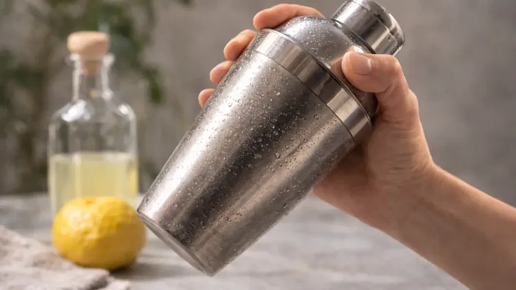 Image of Fill a cocktail shaker with plenty of ice. Add the...