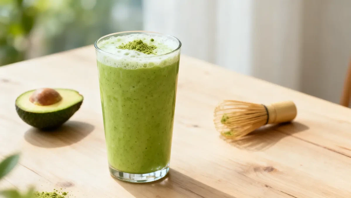 Ricetta per un frullato sano di avocado Matcha