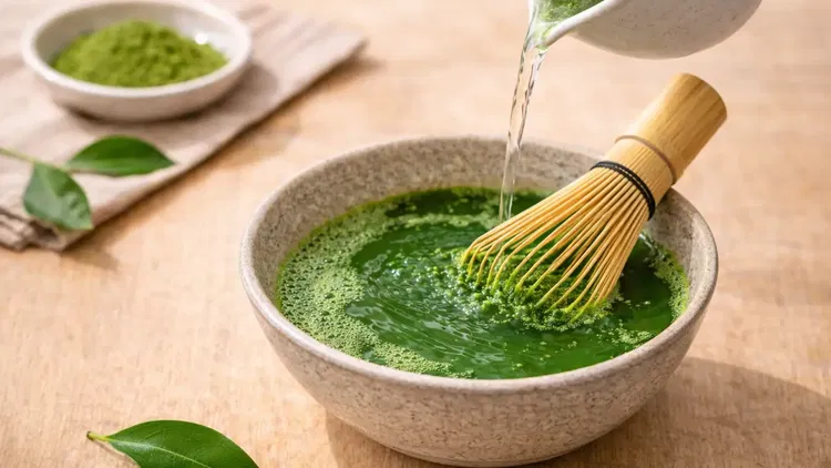 Image of Sift 1 teaspoon of matcha powder into a bowl to...