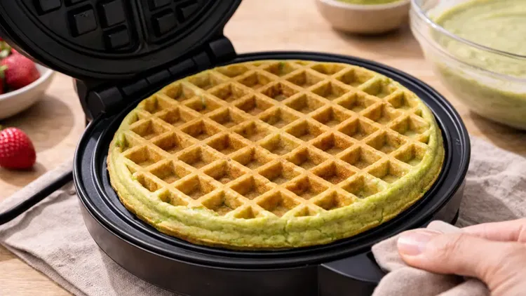 Image of Preheat your waffle iron according to the manufacturer’s instructions. Lightly...