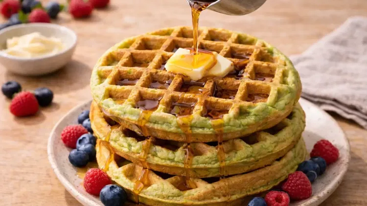 Image of Serve warm with butter and maple syrup for classic matcha...