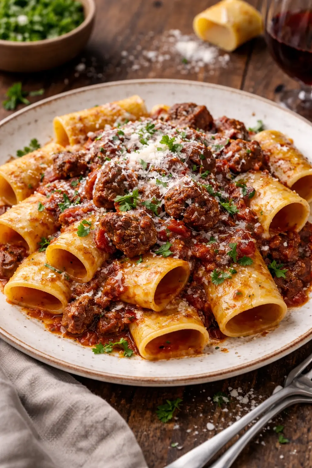 Paccheri mit italienischem Rinderragout