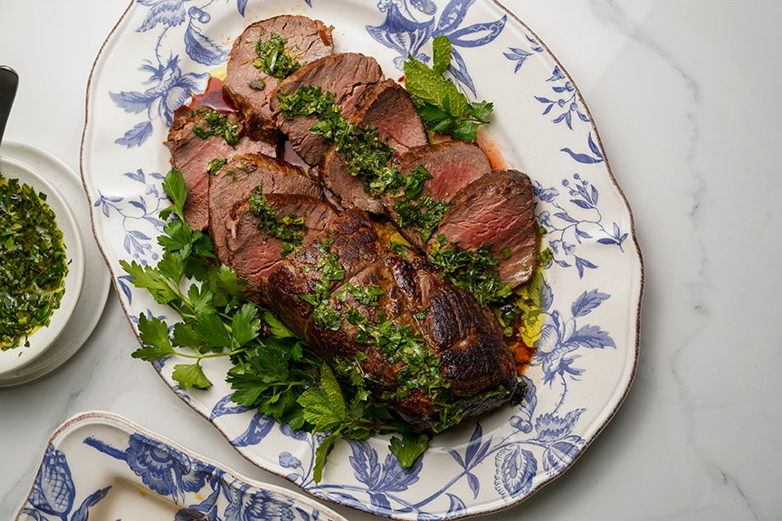 Beef Tenderloin with Honey Garlic Lemon & Herb Sauce | SRF Recipe