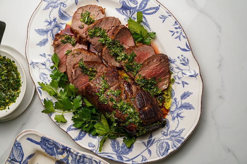 Beef Tenderloin with Honey Garlic Lemon & Herb Sauce